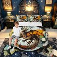 thumbnail image 2 of meiyoeat Vintage Western Dragon Full Size Comforter Sets for Men Boys, Boho Butterfly Animal Bedding Comforter Set, Orange Green, Black Reversible, 3 Pieces, 1 Comforter and 2 Pillowcases, 2 of 6