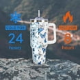 thumbnail image 3 of 40oz Tumbler with Handle & Straw - Butterfly Design Blue Water Bottle, Insulated Cup for Drinks, Gift for Women, Girls, Birthday, Christmas, 3 of 6