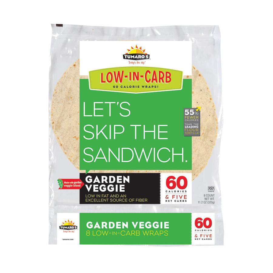 Tumaro's LowInCarb 60 Calorie Wraps Garden Veggie 8 CT Walmart