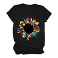thumbnail image 4 of Gibobby Camisetas Mujer Manga Corta Mujeres Casual Sunflower Camisas imprenta Cuello corto manga corta Tee Tops Tunic Blose(Negro,CH), 4 of 5