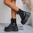 thumbnail image 3 of SACFOF Women's Goth Platform Ankle Boots Buckles Chunky Block Wedge Side Zipper Heels Round Toe Punk Motorcycle Comfy Short Gothic Booties High Heel Lace Up Studded Stacked, 3 of 6