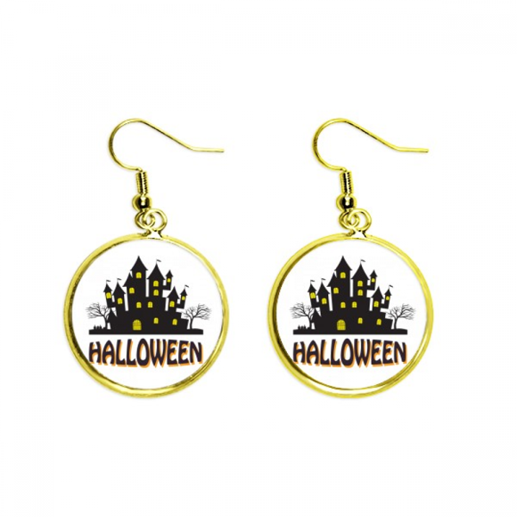 happy halloween horror castle ear dangle en drop earring jewelry woman