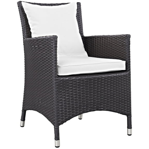 Modern Contemporary Urban Design Outdoor Patio Balcony Dining Chair, White, Rattan