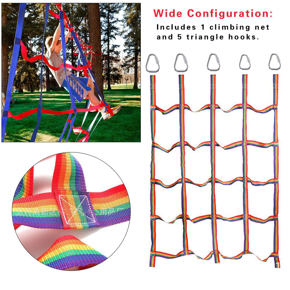 Physical Training Climbing Net Rainbow Ribbon Net for Outdoor Daily Sports and Entertainment 