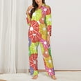 thumbnail image 2 of Pajama Sets for Women 2 Pcs, colorful Lemon Button Down Long Sleeve Sleepwear Lounge PJ Sets, 2 of 6