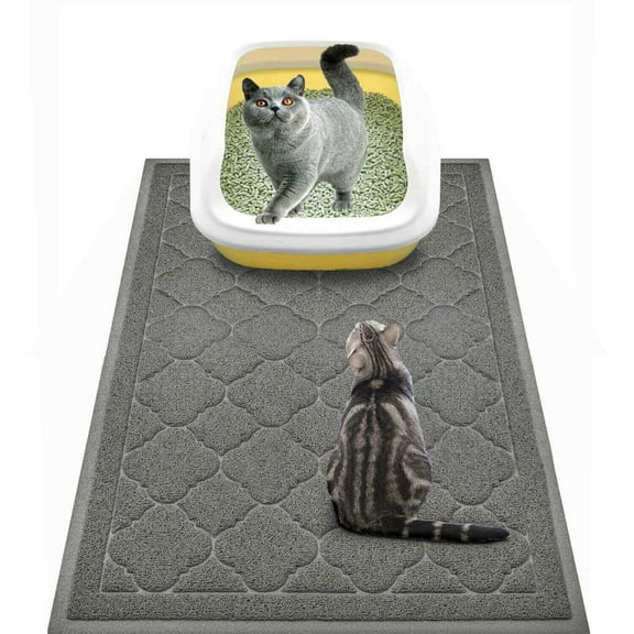 WePet Jumbo Cat Litter Mat, Kitty Litter Trapping Mess Mat Soft PVC Rug, 35" x 23", Gray