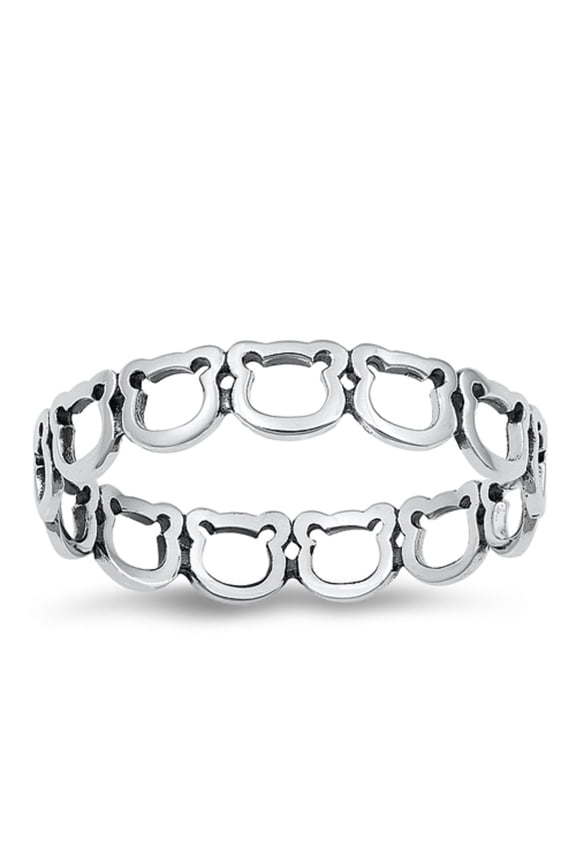 925 Sterling Silver Crafted Wild Bears Ring Size 10