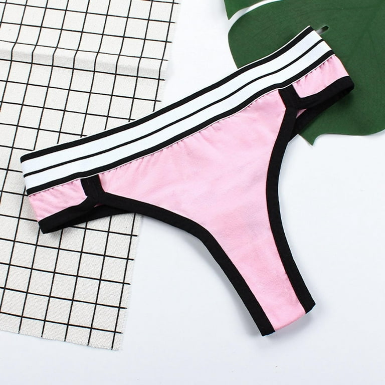 Qcmgmg Panties for Women Plus Size Low Rise Sexy Seamless Thong Bikini Soft  No Show Cotton Plus Size Womens Underwear Pink 3XL
