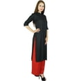 thumbnail image 4 of Bimba Women Button Down Rayon Kurta Kurti 3/4 Sleeve Formal Indian Casual Tunic Top, 4 of 6