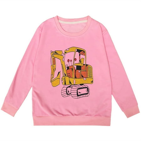 

Bjutir Toddler Girls Sweatshirts Children Fashion Personality Casual Printed Crew Neck Hoodless Long Sleeve Sweatshirt Pink 3-4 Years