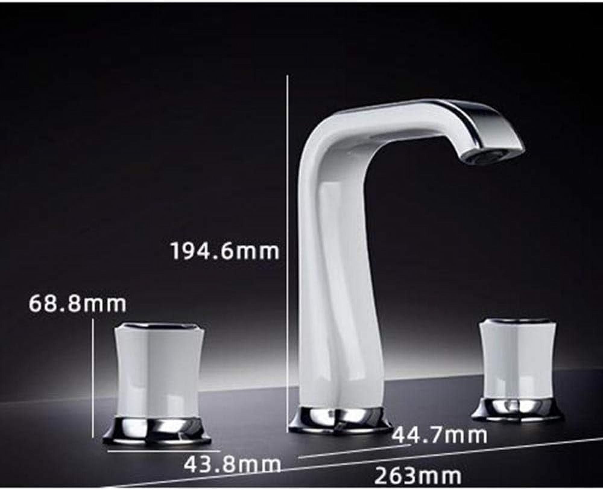 3 Hole Basin Mixer Tap Brass Hot and Cold Split Type White and Chrome Combination Bathroom Sink Faucet