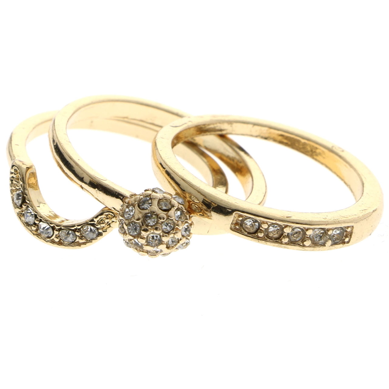 Mi Amore Stackable Crystal Multiple-Ring-Set Gold-Tone Size 7.00