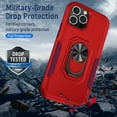 thumbnail image 3 of Allytech for iPhone 16 Plus Case, 360° Rotatable Ring Kickstand Military Grade Dropproof Anti-Shock PC and TPU Hybrid Protective Case for Apple iPhone 16 Plus, Red+Rose, 3 of 8