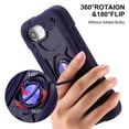 thumbnail image 2 of Case for Apple iPhone 17 Pro Max 6.9 Inch with Double ring Stand 360° rotating bracket PC+silicone, Heavy-Duty Military Grade Shockproof Phone Cover,Dark blue,For iPhone 17 Pro Max, 2 of 6