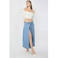 thumbnail image 3 of Blue White ® Wrap Denim Skirt mid waist belted split front jeans skirt, 3 of 5