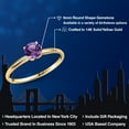 thumbnail image 2 of Gem Stone King 14K Yellow Gold Purple Amethyst Engagement Ring for Women | 1.00 Cttw | Round 6MM | Gemstone February Birthstone | Wedding Anniversary Promise Ring for Women | Size 6, 2 of 6