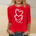 thumbnail image 3 of Hauts à Manches 3/4 pour Femmes, Blouse Décontractée à Col Rond Imprimée de Noël, 95 % Polyester 5 % Élasthanne, 3 of 7