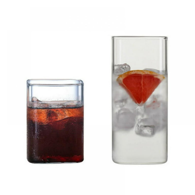 Rectangular Square Glass 250/400ml Glass Container For Bar Glasses, Water,  Beer, Juice Short 