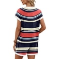 thumbnail image 4 of Sewkxo Womens 2 Piece Sets Summer Stripe Workout Set 2026 Two Piece Lounge Set Matching Clothing Tshirts Short,Navy XL, 4 of 4