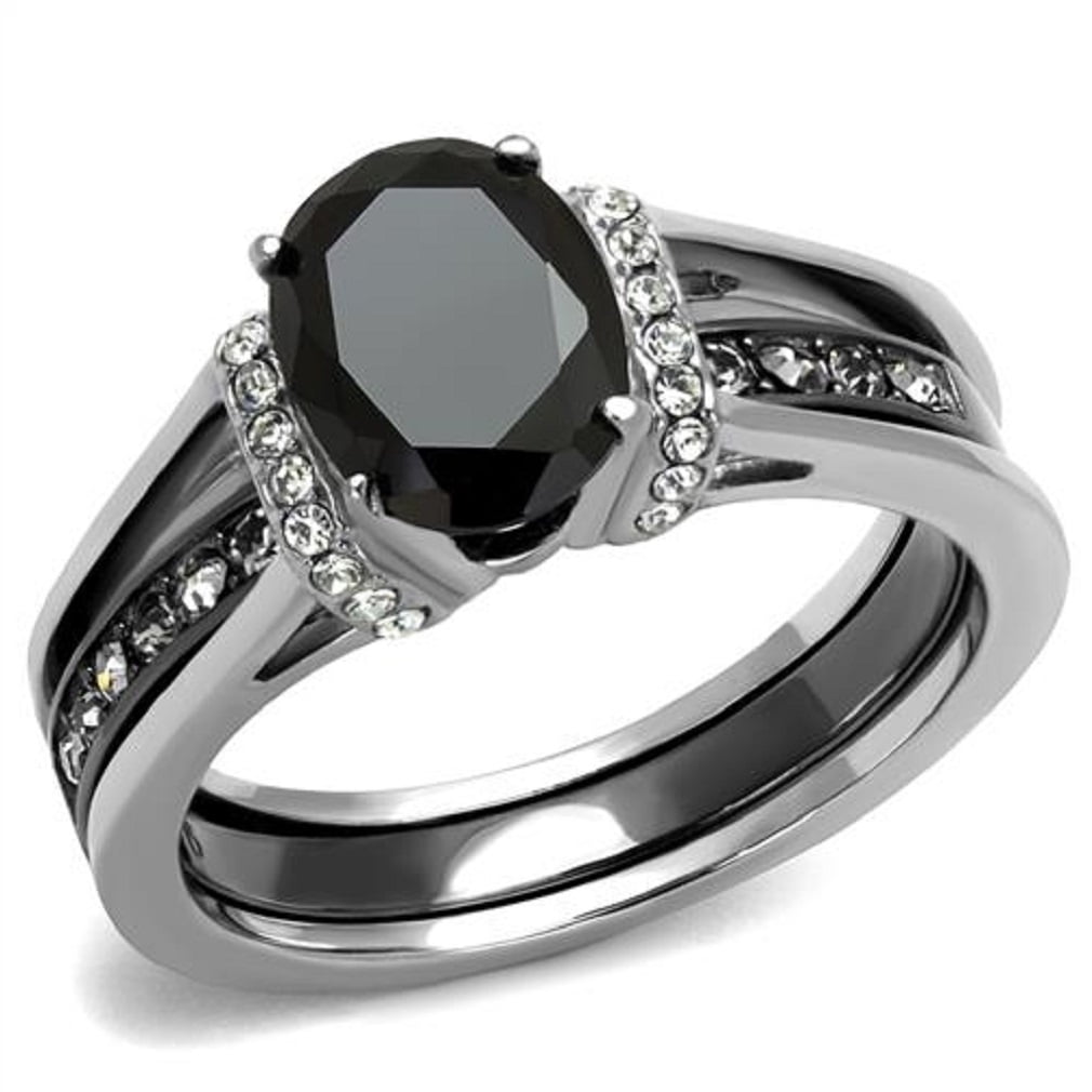 New 2 Piece Stainless Steel Two Toned Onyx Black CZ Wedding Ring Set Sizes 5-10 - Walmart.com Free Shipping. Buy New 2 Piece Stainless Steel Two Toned Onyx Black CZ Wedding Ring Set Sizes 5-10 at Walmart.com