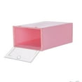 thumbnail image 3 of Plastic Stackable Shoes Box Set Foldable Clear Shoes Storage Box Portable Stacking Shoe Boxes Front Open for Home Organizer, Pink, 3 of 8