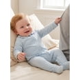 thumbnail image 4 of BemeyourBBs Newborn Baby Girl Boy Spring Fall Winter Clothes Outfit Footed Romper 0 3 6 Months Casual Long Sleeve Lapel Collar Stripes Print Zip Up Footie Jumpsuit One Piece Outfits, 4 of 9