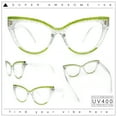 thumbnail image 2 of Womens 2-tone Color Design Horn Rim Cat Eye Clear Lens Fashion Eyeglasses Clear Green Glitter, 2 of 8