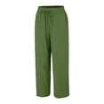 thumbnail image 6 of Outfmvch gauze pants women Resort Wear for Women 2025 Pull On Pants Straight-legs Beach Long Pants Gaucho Pant Wide Leg Trousers with Pockets Beach Vacation Pants for Womens Lace Side Green L, 6 of 8