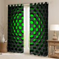 thumbnail image 2 of Geometric Bedroom Blackout Curtains 42"Wx63"L,Neon Black Green Window Curtains 3D Abstract Geometry Honeycomb Curtains & Drapes,Geometrical Beehive Window Treatments 2 Panels, 2 of 6