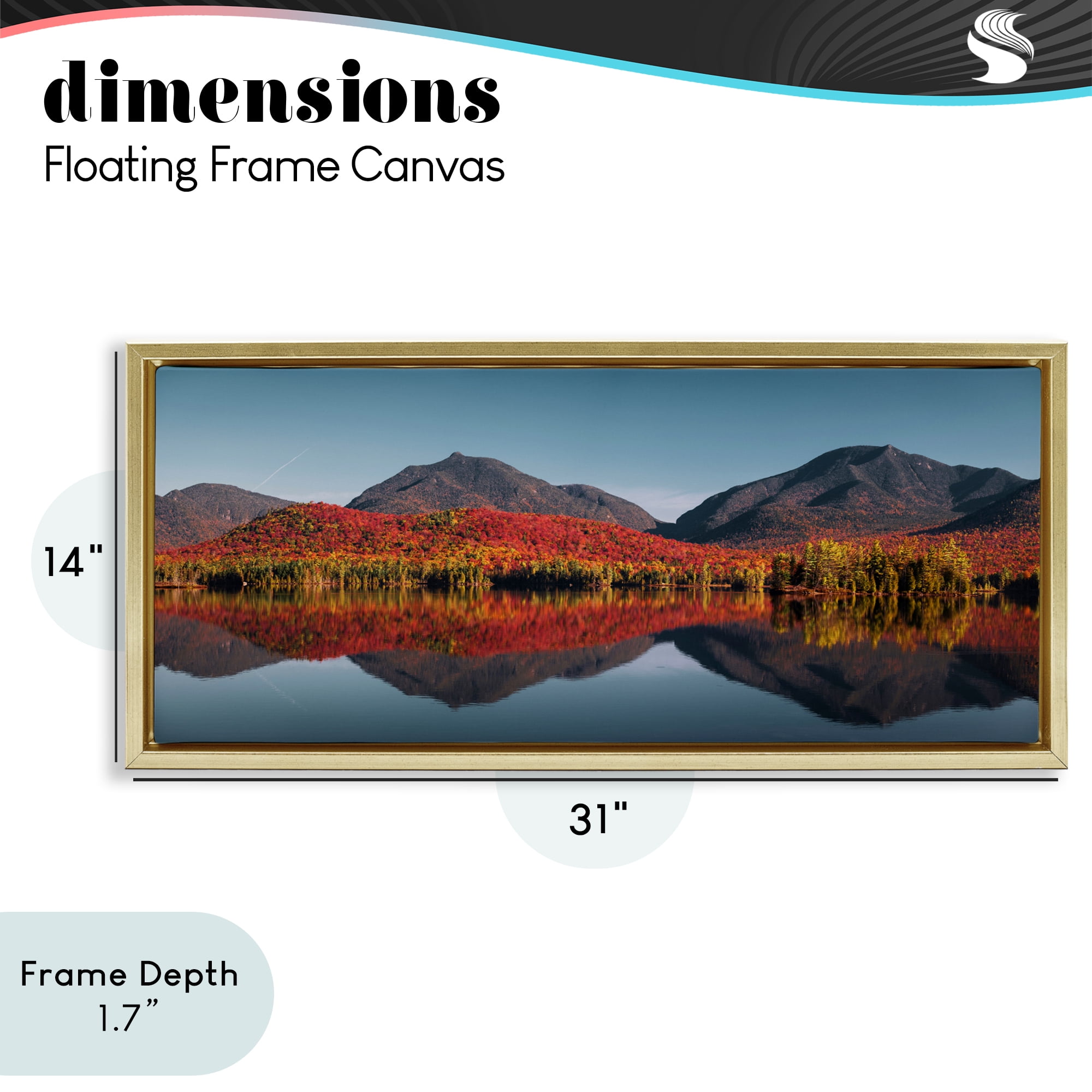 Stupell Industries Autumn Panorama Reflections Gold Framed Floater Canvas Wall Art, design by Jonathan Zaharek
