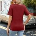 thumbnail image 4 of fatyb Summer Women's Short Sleeve Casual Shirts Basic V Neck Tops Solid Color Loose Tee Blouses, 4 of 7