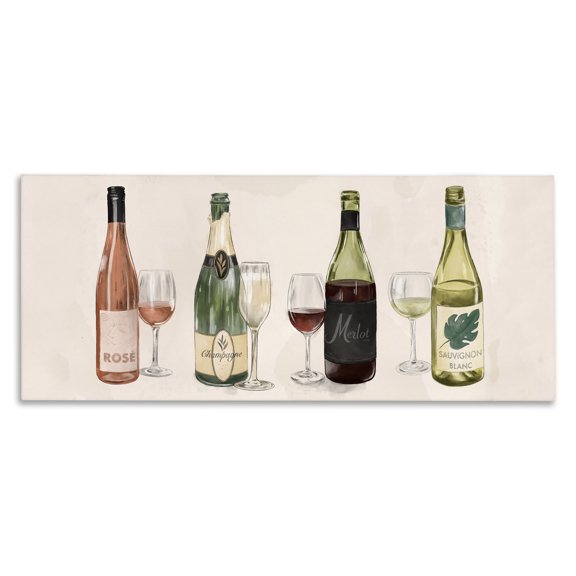 Stupell Industries French Country Various Wine & Champagne Bottles Canvas Art, 24 x 10, by The Saturday Evening Post