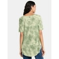 thumbnail image 4 of Time and Tru Women’s Crewneck Tunic Tee with Short Sleeves, Sizes XS-XXXL, 4 of 5