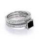thumbnail image 3 of JeenMata Juego Nupcial Estilo Eduardiano con Borde Milgrain de 1,5 ct, Diamantes Negros Cultivados y Moissanita Princesa, Enchapado en Oro Blanco de 18 K sobre Plata, 3 of 6