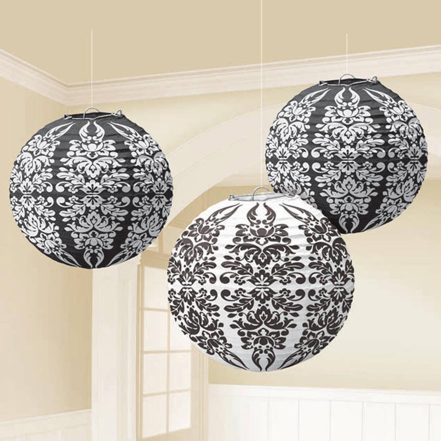 Black Damask Paper Lanterns