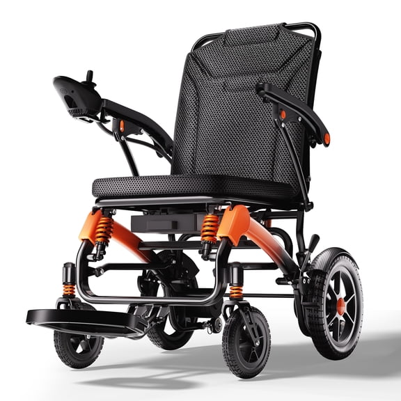 39LB Electric Wheelchairs for Seniors Ultra Lightweight, Long Travel Range Motorized Wheelchair, Portable Power Wheelchair, Foldable Mobility Scooter for Adults, Orange