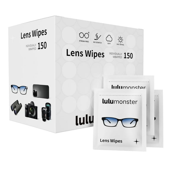 Lens Cleaning Wipes for Eyeglasses Lulumonster, [Individually Wrapped Wipes] Cleaner Wipes for Glasses