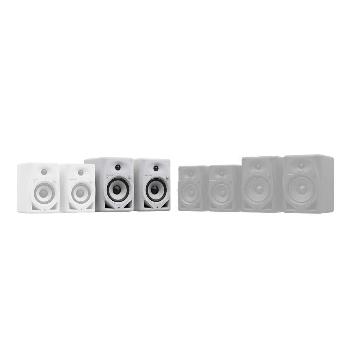 Pioneer DJ DM-50D-BT-W 5" White Bluetooth Desktop Monitor System with Monitor Stands Package