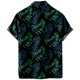thumbnail image 3 of Camisas Para Hombre Manga Larga Regular Fit Camisa de manga corta creativa suelta informal con estampado digital 3d de flores y hierba de moda de verano (Green, XXS), 3 of 5