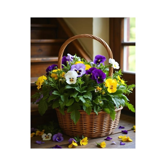 Paint by Numbers Kit for Adults, Basket Of Vibrant Pansies Paint by Numbers, Easy Paint by Numbers Kit for Adults Beginner, DIY Adult Paint by Number Kits on Canvas, 12x16in Home Decor