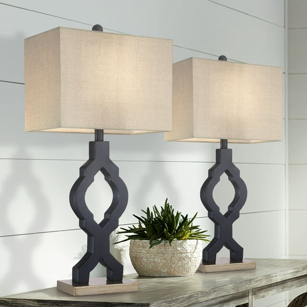 360 Lighting Modern Table Lamps Set Of 2 Classic Moroccan Black Off White Rectangular Fabric Shade For Living Room Family Bedroom Com 360 Lighting Modern Table Lamps Set Of, Black Rectangular Lamp Shades For Table Lamps
