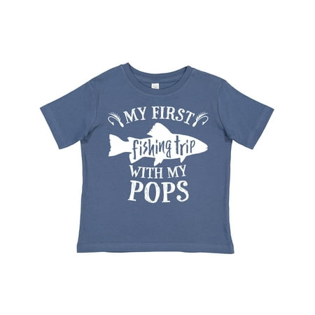 

Inktastic My First Fishing Trip with My Pops Gift Toddler Boy or Toddler Girl T-Shirt