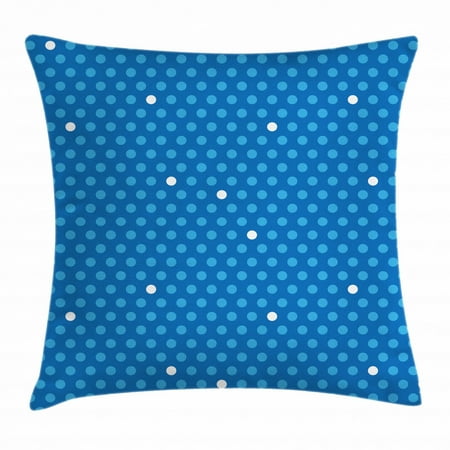 Blue Throw Pillow Cushion Cover Bold Polka Dots In Blue And White