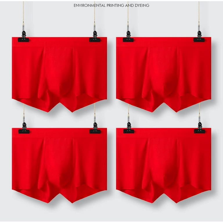 Aobiono Chinese New Year Men Red Underwear Boxer Briefs FA CAI