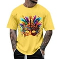 thumbnail image 2 of LpwkSSA Men Casual Round Neck Printing Pullover Fitness Sports Shorts Sleeves T Shirt Blouse Yellow L, 2 of 5