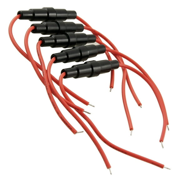 Unique Bargains 5 Pcs 250V 6.3A Red In-line Screw Type 5 x 20mm 22 AWG Wire Fuse Holder 5pcs