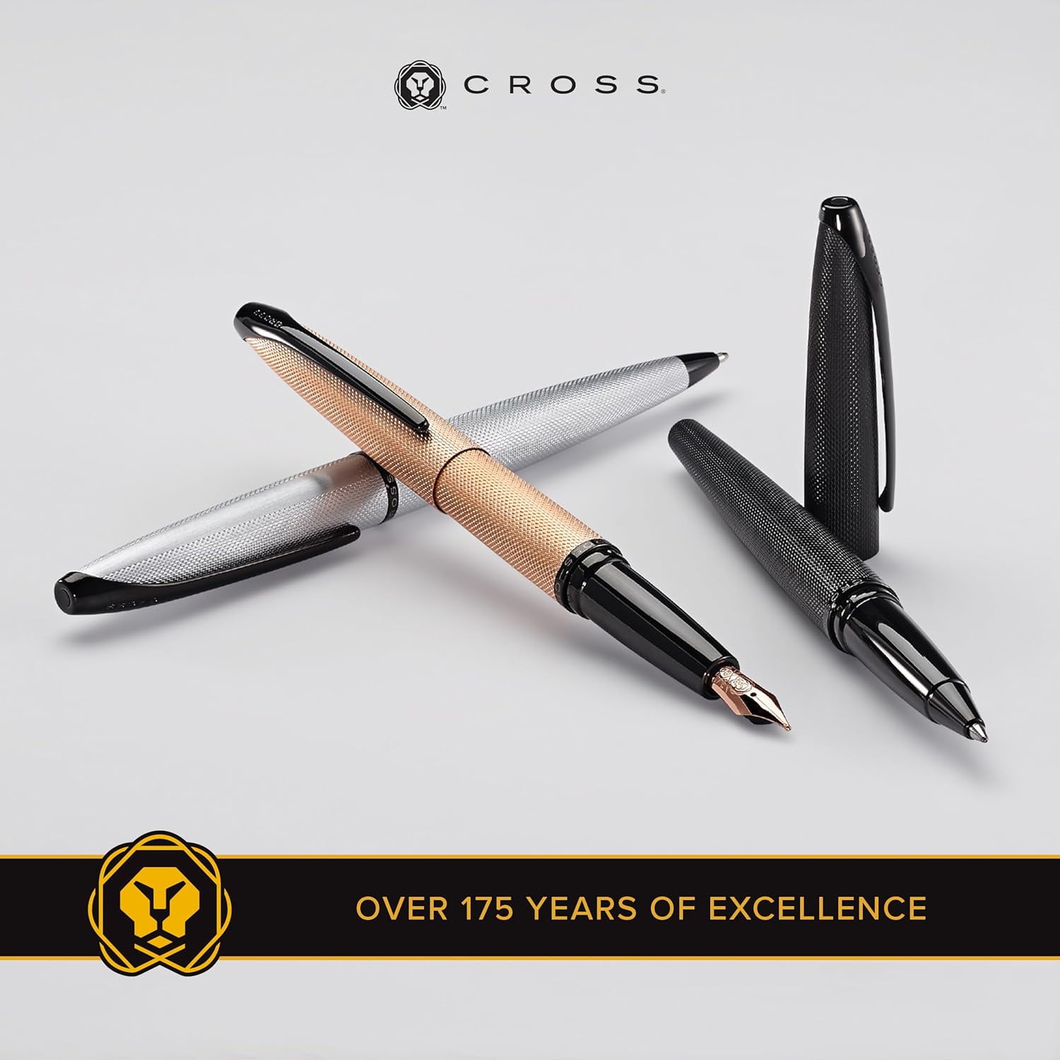 Cross ATX Brushed Metallic Refillable Gel Ink Rollerball Pen, Medium Rollerball, Includes Premium Gift Box - Brushed Rose Gold