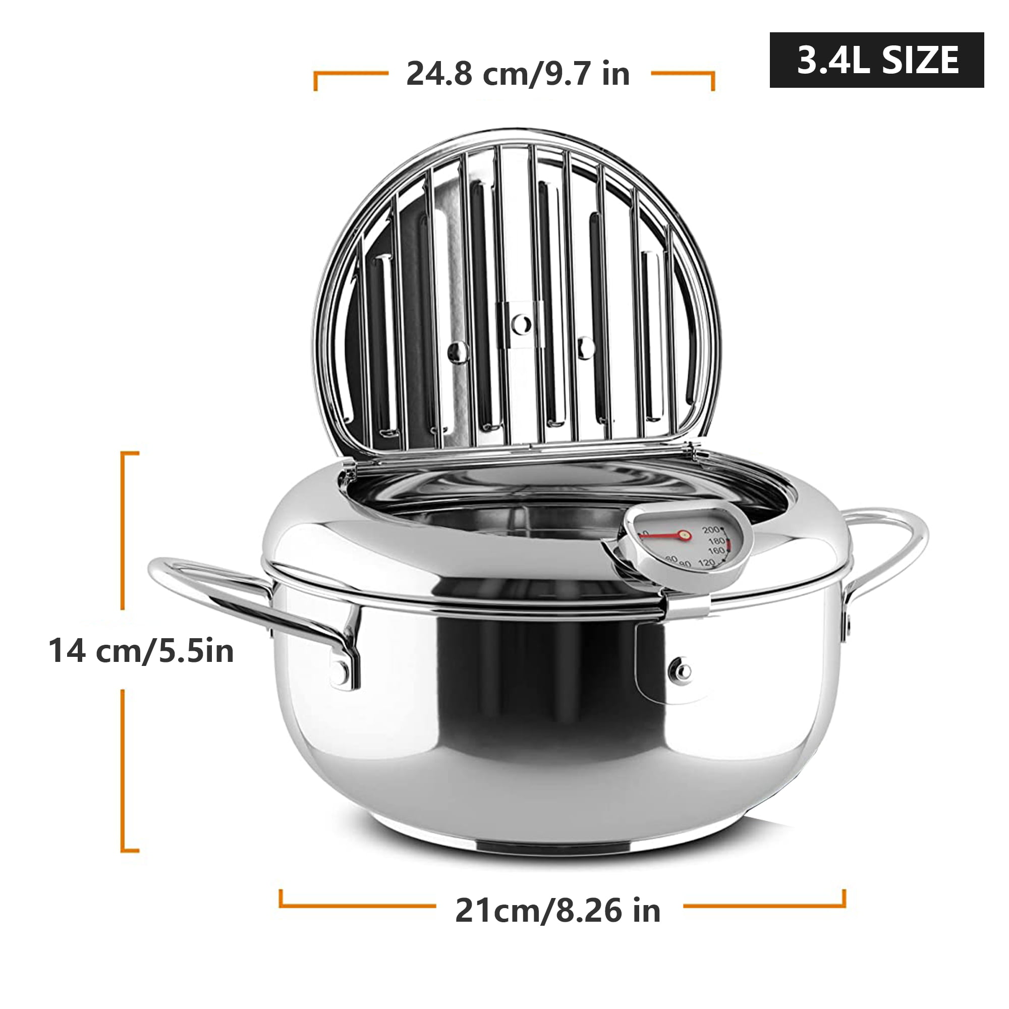 KEMORELA Kitchen Oil Frying Pot 304 Stainless Steel Induction Temperature  Control Fried Fish Shrimp Chicken Fryer Pan Cooking - AliExpress