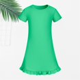 thumbnail image 3 of Ruyang Girls Short Sleeve Dress Crew Neck Ruffled Hem A Line Dress Solid Loose Fit Lightweight Casual Sporty Dresses for Kids Toddlers, 3 of 8