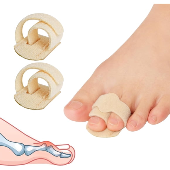 Hammer Toe Straightener - 2 Pcs Broken Toe Wraps Hammer Toe Corrector for Women & Men Toe Splint Relief for Correcting Hammer Toes Broken Toes Crooked Toes & Overlapping Toes (Beige)